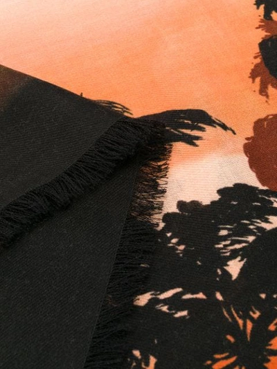 Shop Valentino Palm Tree Print Scarf In Orange ,red