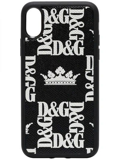 Shop Dolce & Gabbana Crown Print Iphone X Phone Case In Black