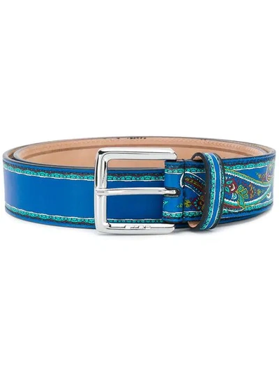 Shop Etro Paisley Print Belt - Blue