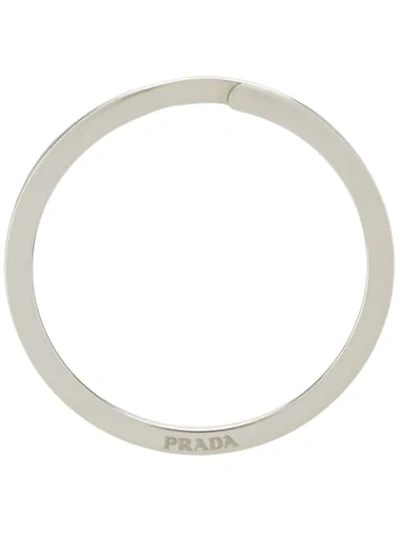 Shop Prada Engraved Logo Ring In Silver