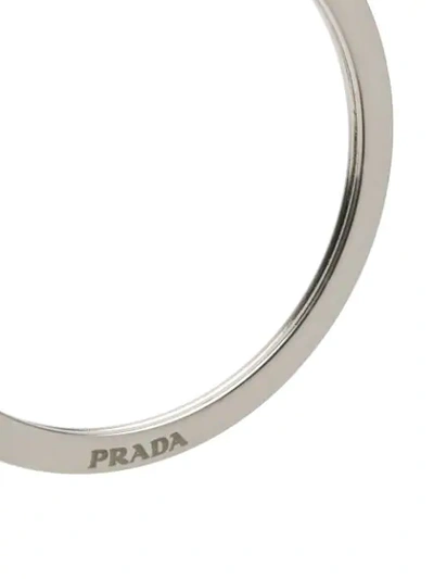 Shop Prada Engraved Logo Ring In Silver