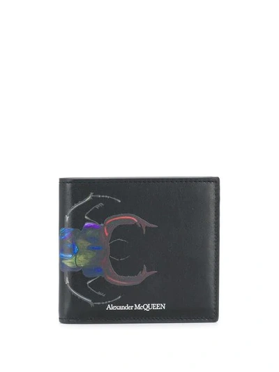 Shop Alexander Mcqueen Scarab Beetle Wallet In Black