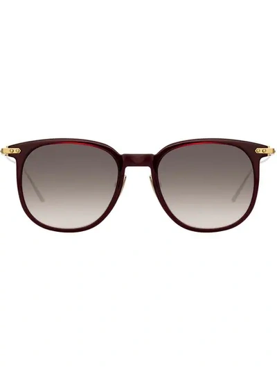 Shop Linda Farrow Square Frame Sunglasses In Red