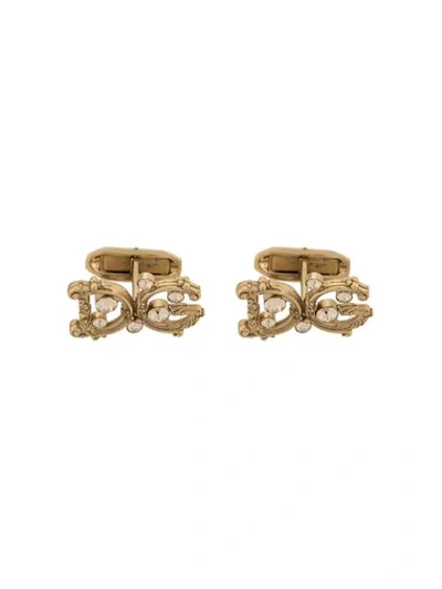Shop Dolce & Gabbana Logo Cufflinks In Gold