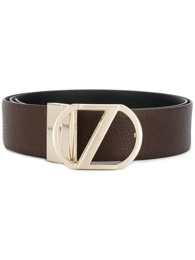 Shop Z Zegna Reversible Buckle Belt In Brown