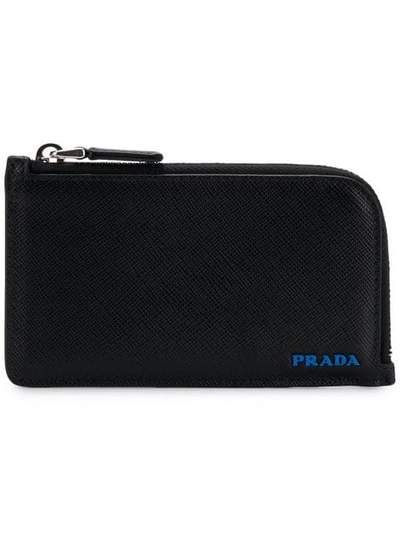 Shop Prada Saffiano Zipped Wallet - Black