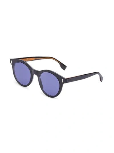 Shop Fendi Round Frame Sunglasses In Black
