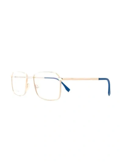 Shop Fendi Rectangle Frame Glasses In Gold