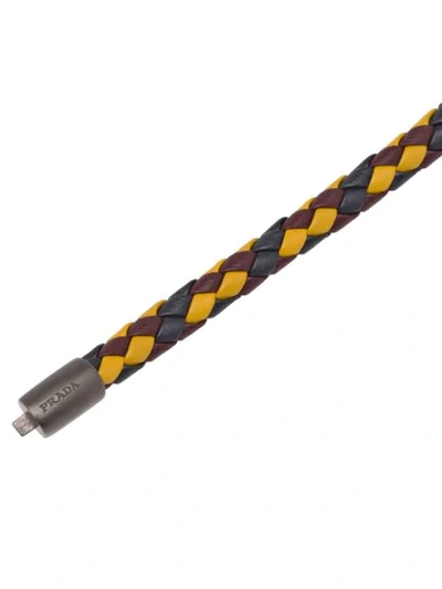 Shop Prada Braided Wrist Bracelet In Multicolour