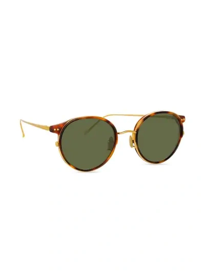 Shop Linda Farrow Round Tinted Sunglasses In Brown