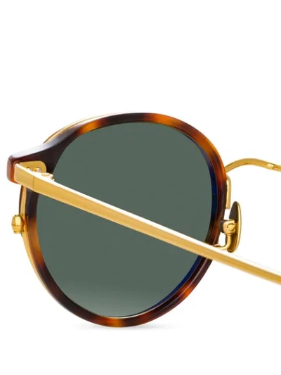 Shop Linda Farrow Round Tinted Sunglasses In Brown