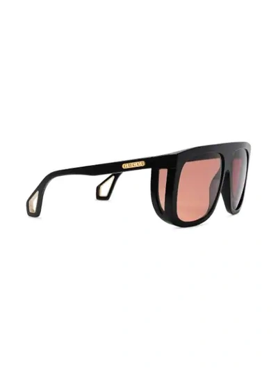 Shop Gucci Square-frame Sunglasses With Blinkers In 1163 Black/brick Red