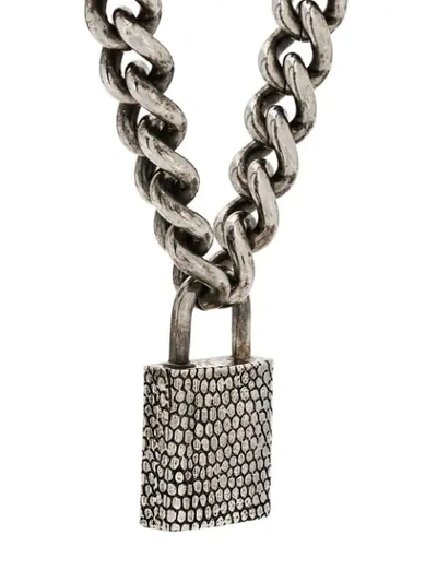 Shop Roberto Cavalli Padlock Necklace - Silver