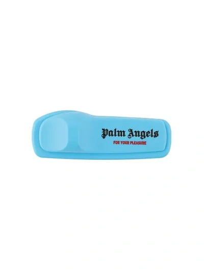 Shop Palm Angels Logo Brooch In Blue