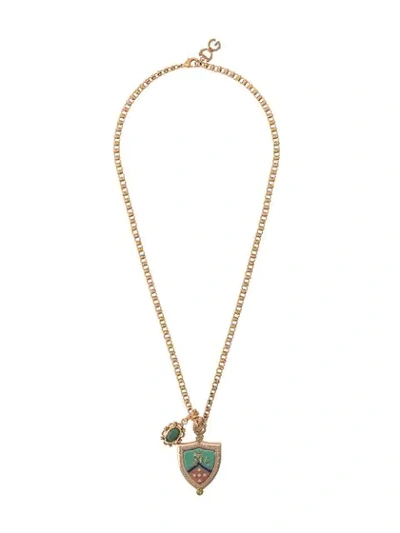 Shop Dolce & Gabbana Crest Pendant Necklace In Gold