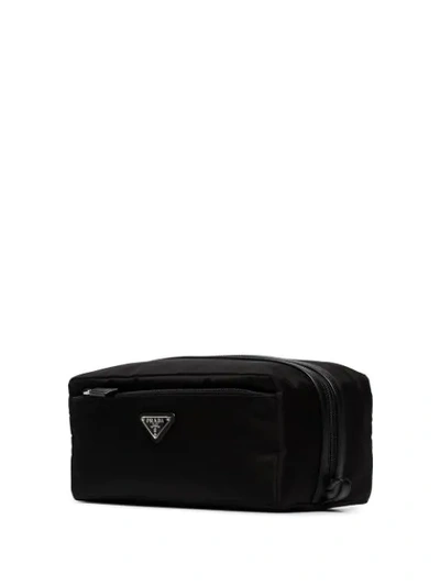 Shop Prada Logo Plaque Washbag - Black