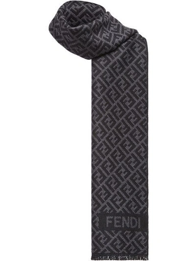 Shop Fendi Monogram Scarf In Grey
