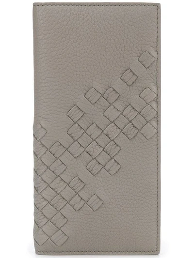 Shop Bottega Veneta Woven Bi-fold Wallet In Grey