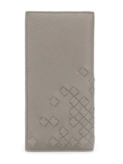 Shop Bottega Veneta Woven Bi-fold Wallet In Grey