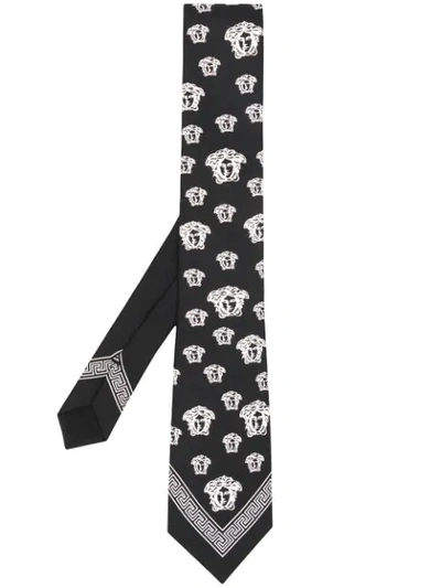 Shop Versace Medusa Print Tie - Black