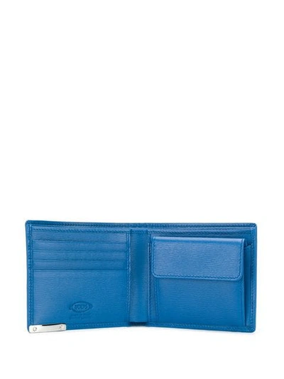 TOD'S LOGO ENGRAVED BI-FOLD WALLET - 蓝色