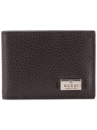 Shop Gucci Small Logo Plaque Wallet In Brown