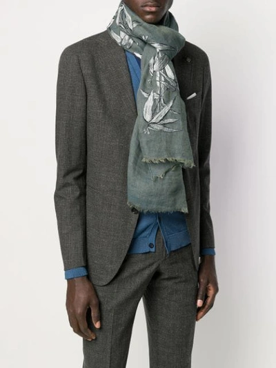 Shop Etro Embroidered Leaves Scarf In Grey