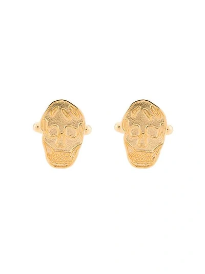Shop Alexander Mcqueen Skull Patterned Cufflinks In Gold