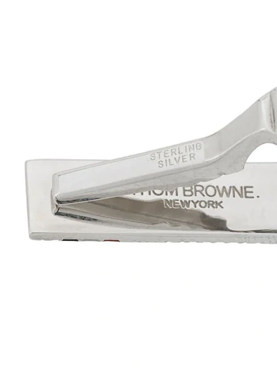 Shop Thom Browne 4-bar Rwb Short Silver Tie Bar
