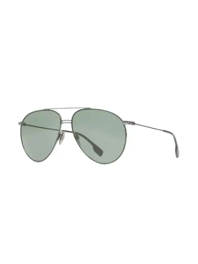 Shop Burberry Top Bar Detail Pilot Sunglasses In Green