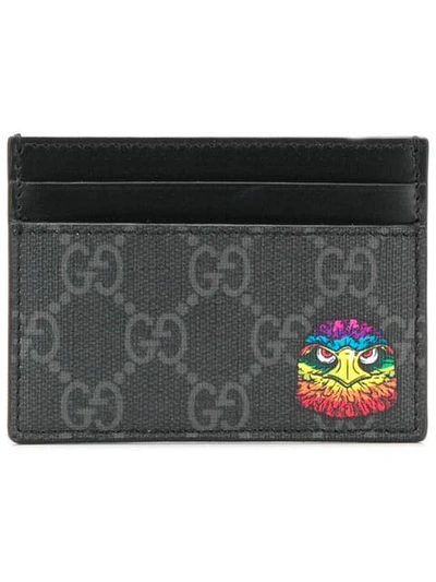 Shop Gucci Gg Supreme Eagle Head Cardholder In Black