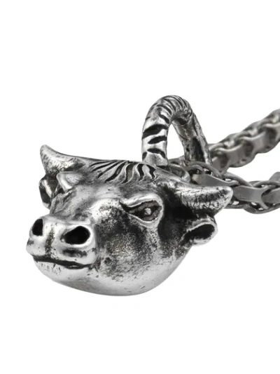 Shop Gucci Anger Forest Bull's Head Necklace In Metallic