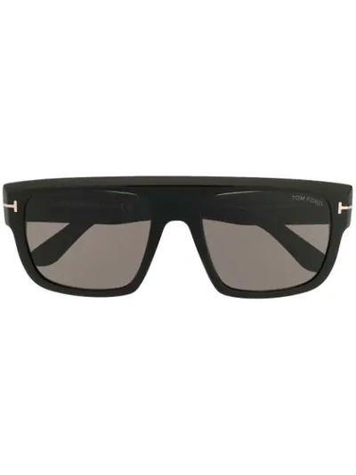 Shop Tom Ford Alessio Rectangular Sunglasses In Black