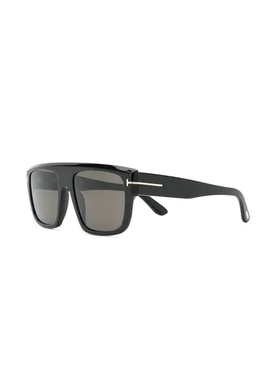 Shop Tom Ford Alessio Rectangular Sunglasses In Black