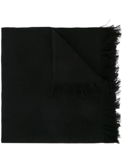 Shop Yohji Yamamoto Frayed Hem Scarf In Black
