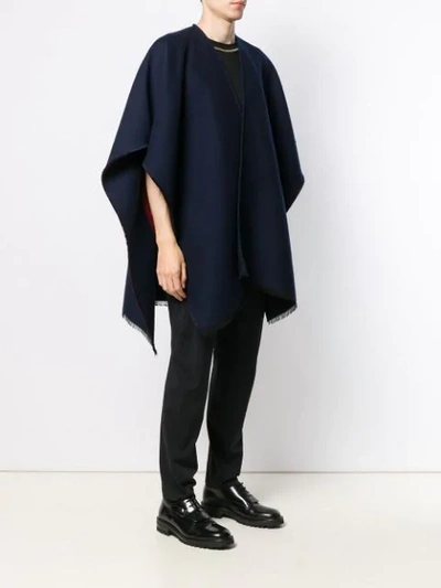 Shop Valentino Garavani Vlogo Poncho In Blue