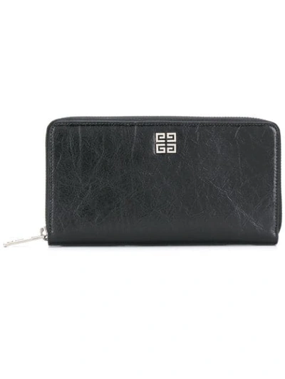 Shop Givenchy Logo Zipped Wallet In Black