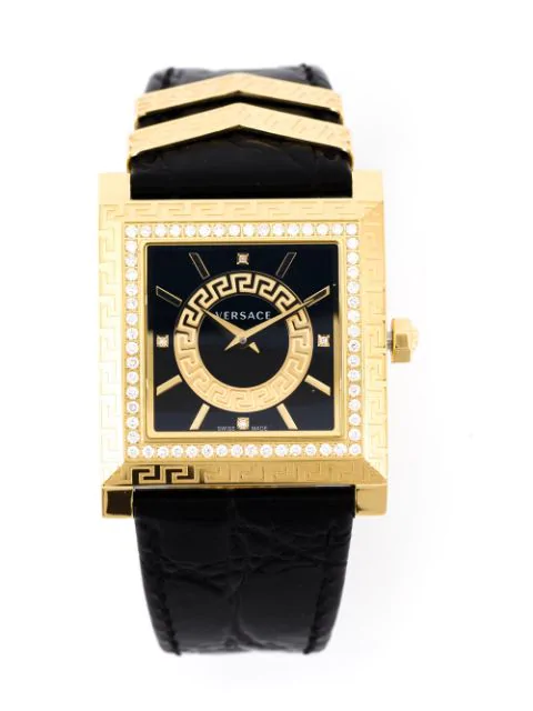 Versace Greek Key Watch In Black | ModeSens