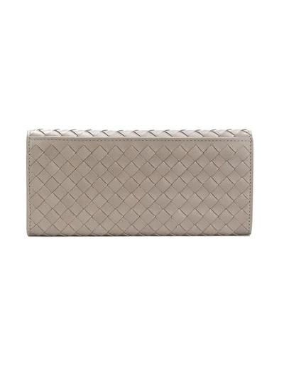 Shop Bottega Veneta Intrecciato Weave Wallet In Grey