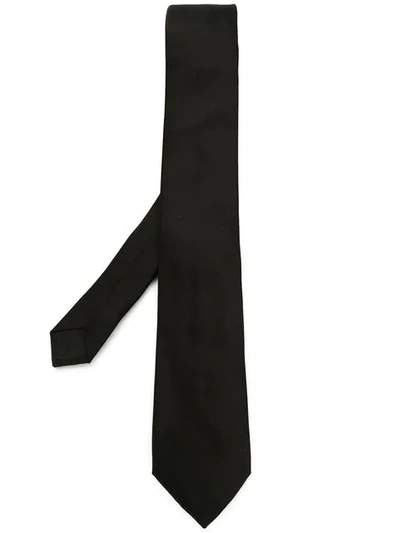 Shop Prada Classic Satin Tie In Black