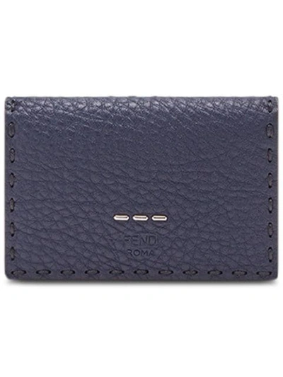 Shop Fendi Business Card Holder In Blue