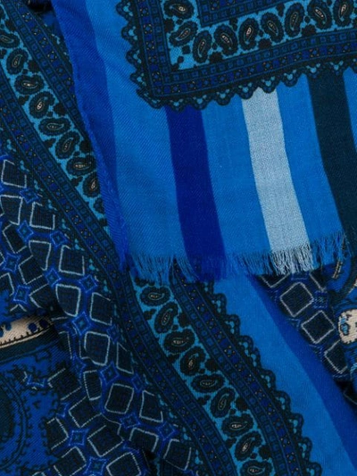 Shop Etro Long Printed Scarf In Blue
