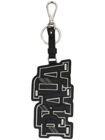 Shop Prada Logo Key Ring - Black