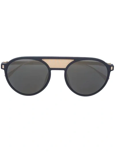 Shop Mykita Double Bridge Round Sunglasses In Black