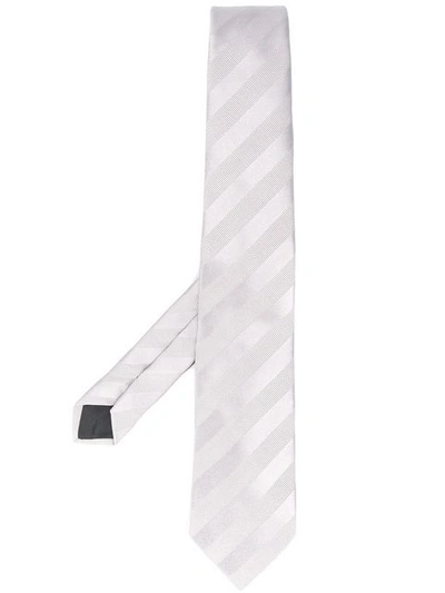 Shop Lanvin Striped Jacquard Tie In Silver