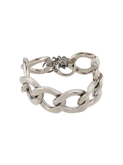 Shop Alexander Mcqueen Scarab Charm Bracelet In Silver