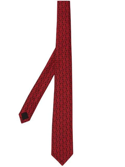 Shop Burberry Classic Cut Monogram Silk Jacquard Tie In Bright Red
