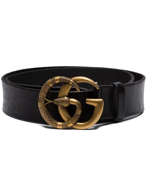 gucci leather belt with double g buckle with snake