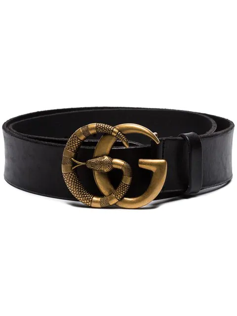 leather belt with double g buckle black