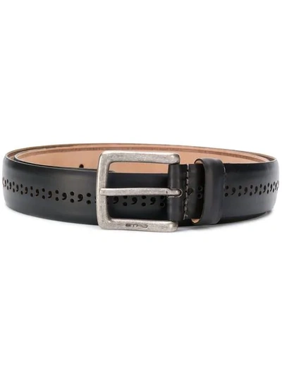 Shop Etro Perforated Buckle Belt - Black